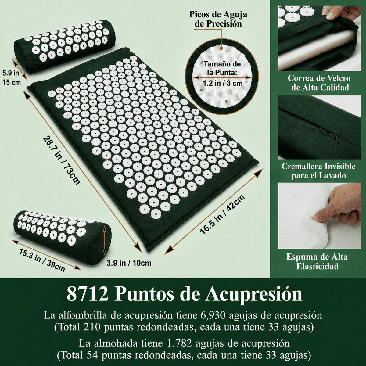 Esterilla de acupresión para la relajación de espalda, cuello y cuerpo completo